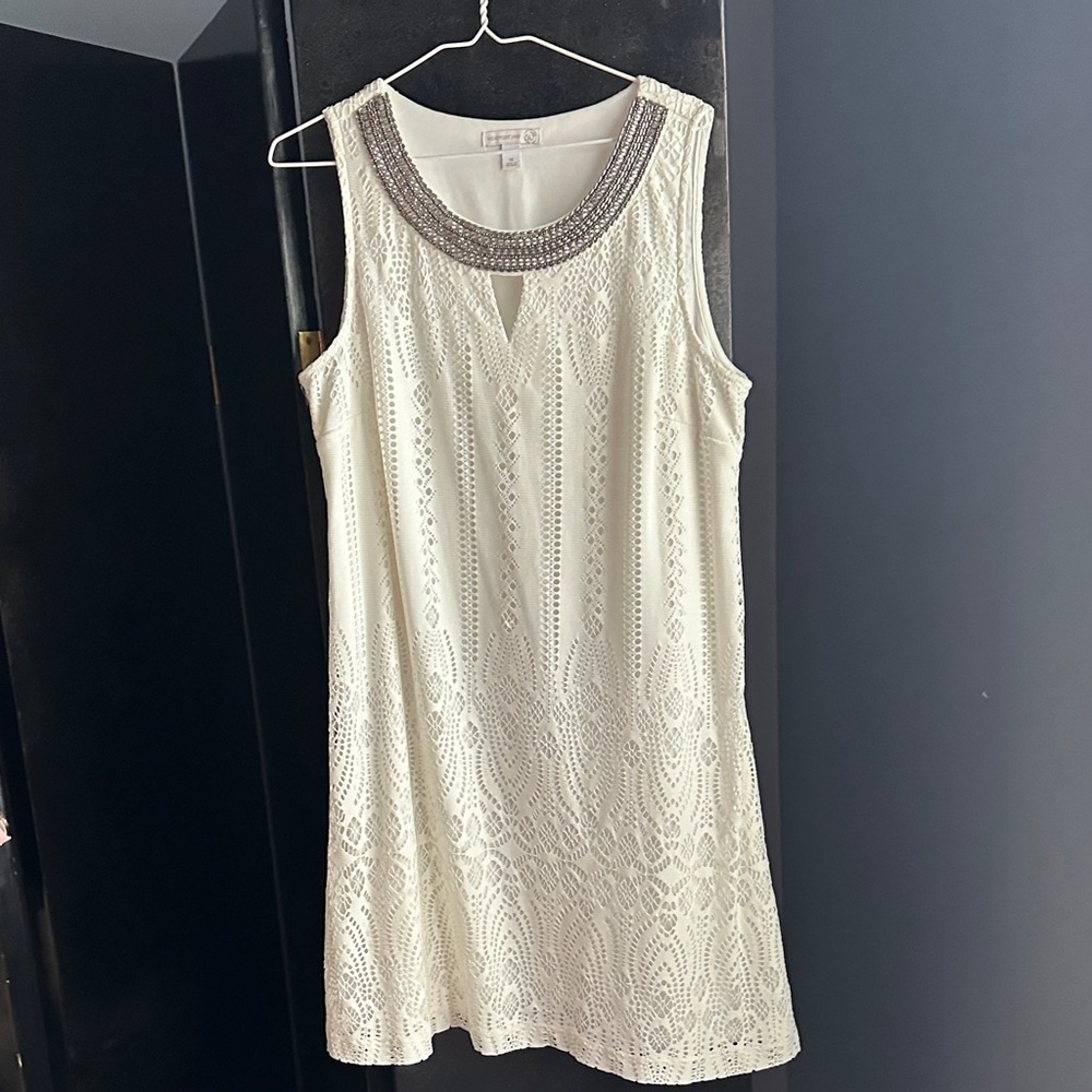 Westport Cream Dress with Silver Beaded Neckline